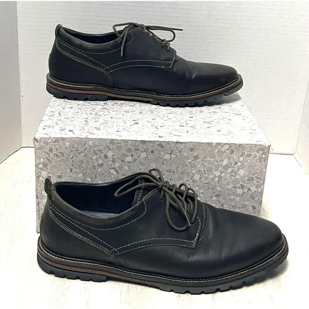 Cole Haan Grand 360 Mens 9 Black Leather Oxford Shoes Hybrid Dress Sneaker